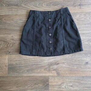 Black Button-Up Denim Mini Skirt – 100% Cotton Classic 🖤
